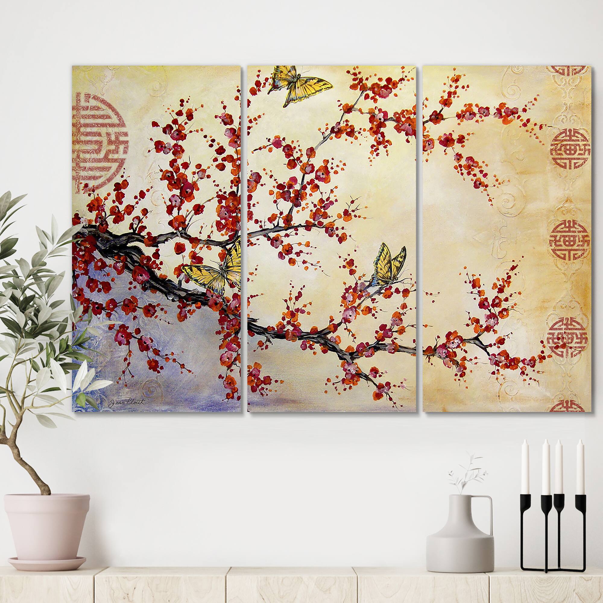 Designart - Butterfly Blossoms-Asian